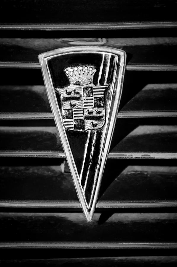 1936 Cadillac Fleetwood Emblem -0451bw Photograph by Jill Reger