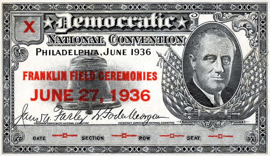 1936 Democrat National Convention Ticket Painting by Historic Image
