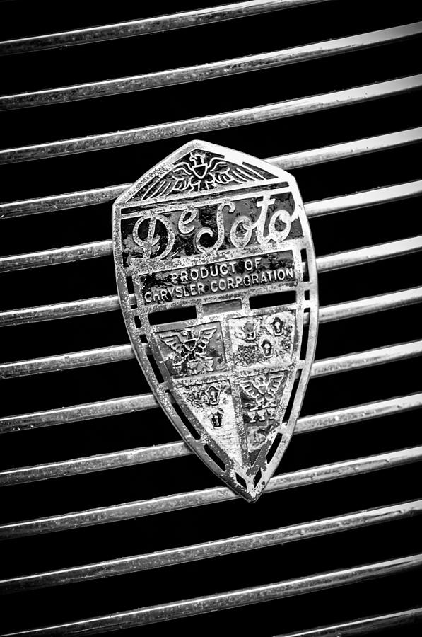1936 DeSoto Airstream Grille Emblem -1886bw Photograph by Jill Reger