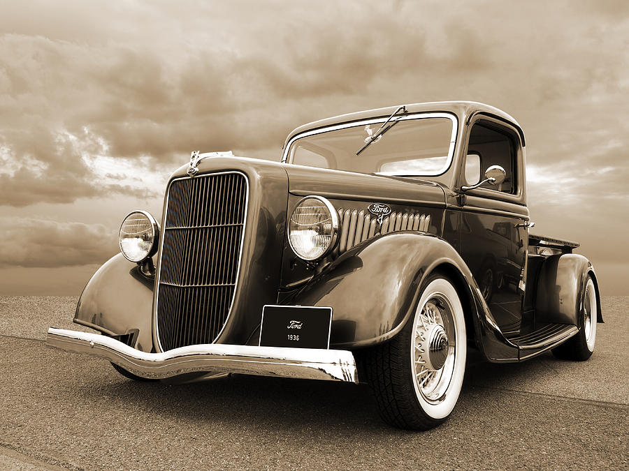 1936 Ford V8 in Sepia Photograph by Gill Billington