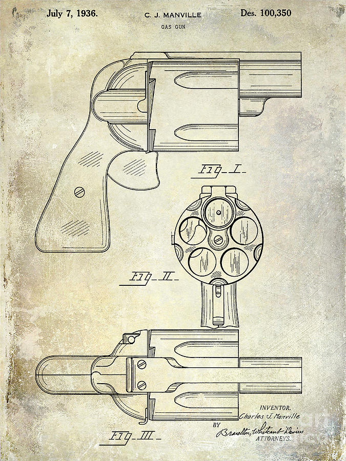 1936 Gun Patent Photograph by Jon Neidert