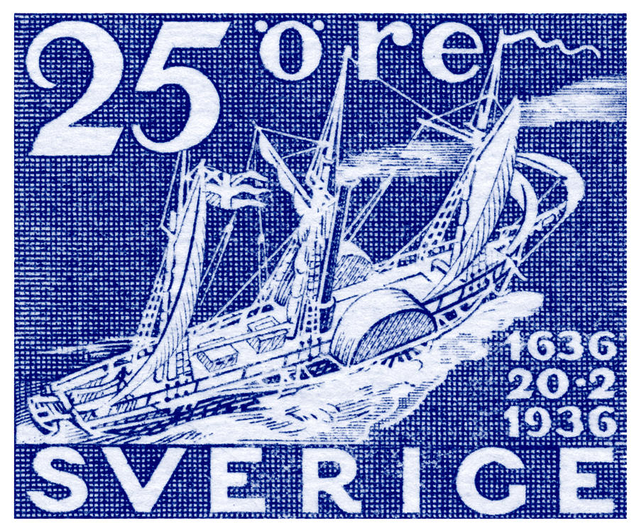 1936 Swedish Steamship Stamp Painting by Historic Image
