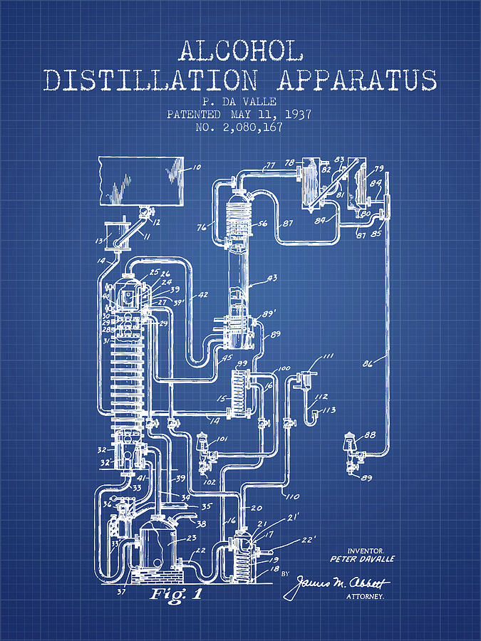 1937 Alcohol Distillation Apparatus Patent Fb79_bp Digital Art