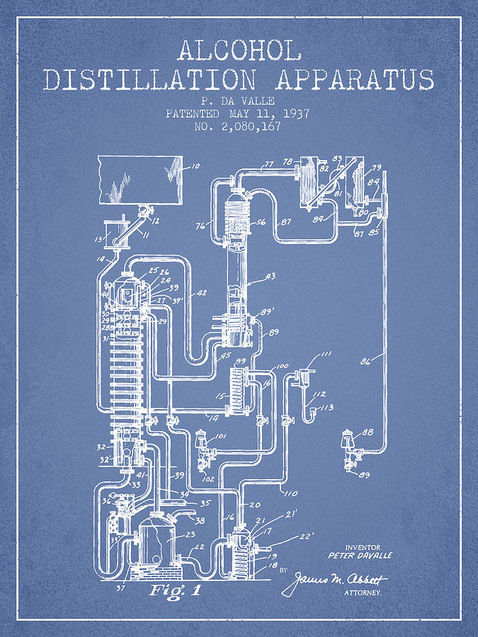 1937 Alcohol Distillation Apparatus Patent Fb79_lb Digital Art