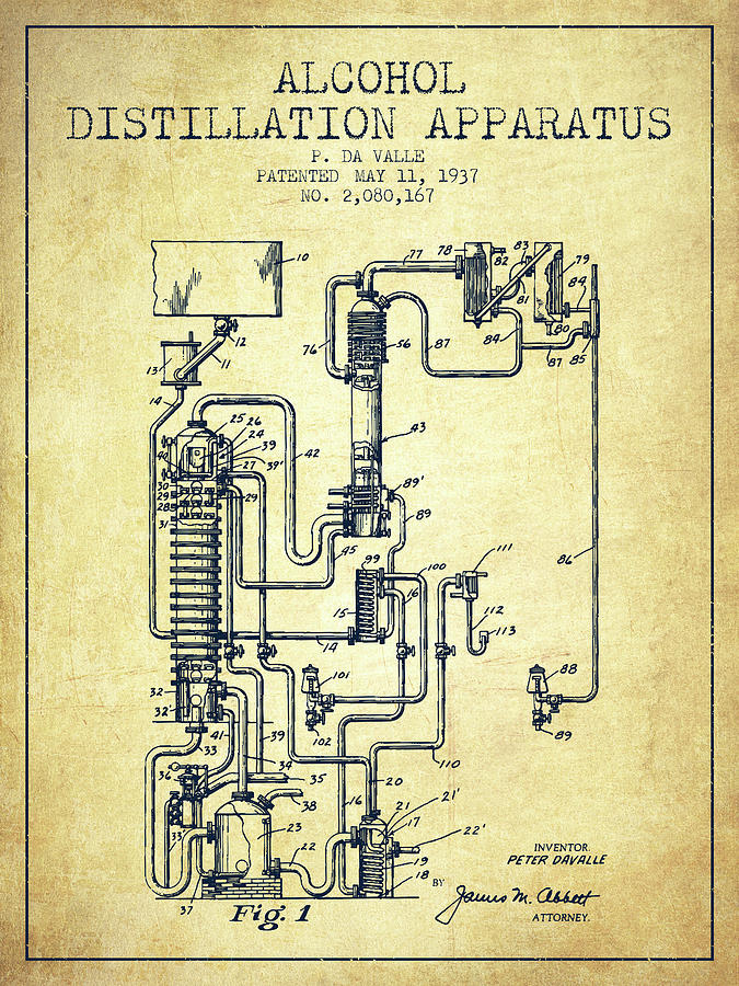 1937 Alcohol Distillation Apparatus Patent Fb79_vn Digital Art