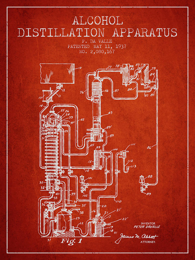 1937 Alcohol Distillation Apparatus Patent Fb79_vr Digital Art