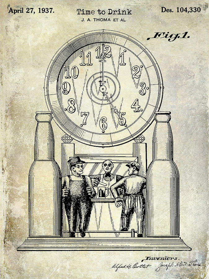 Beer Photograph - 1937 Beer Clock Patent by Jon Neidert