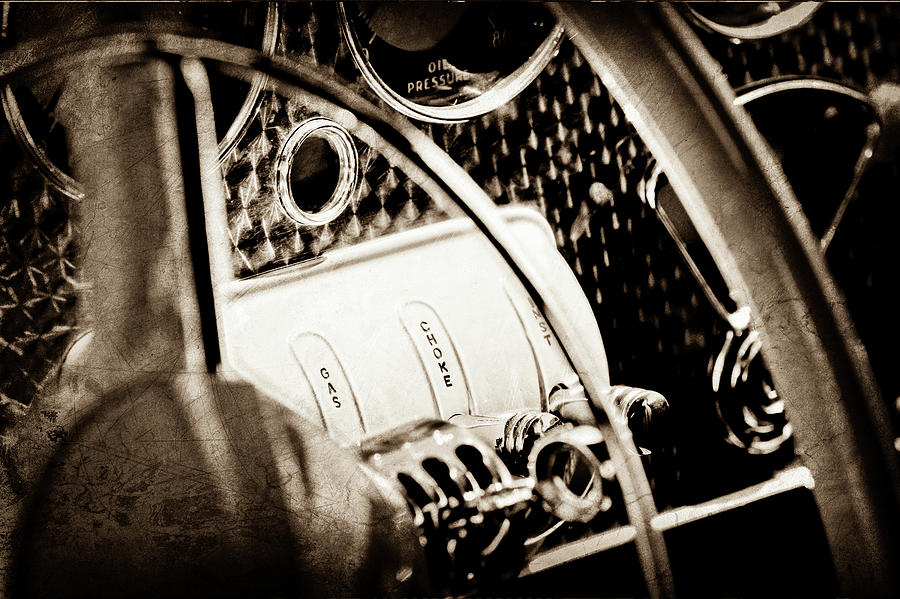 1937 Cord 812 Phaeton Steering Wheel Controls -1719s Photograph by Jill Reger
