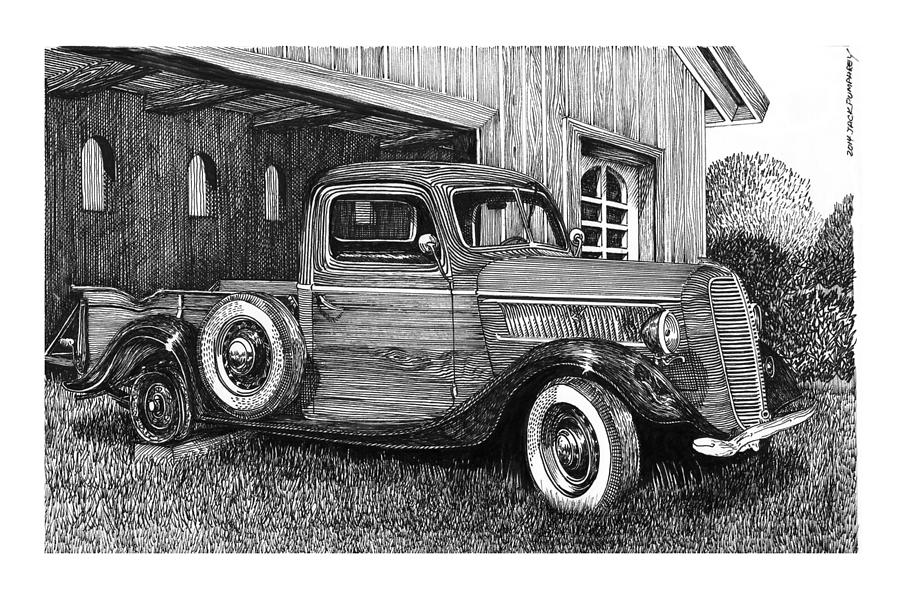 1937 Ford Pick Up Retired Drawing by Jack Pumphrey
