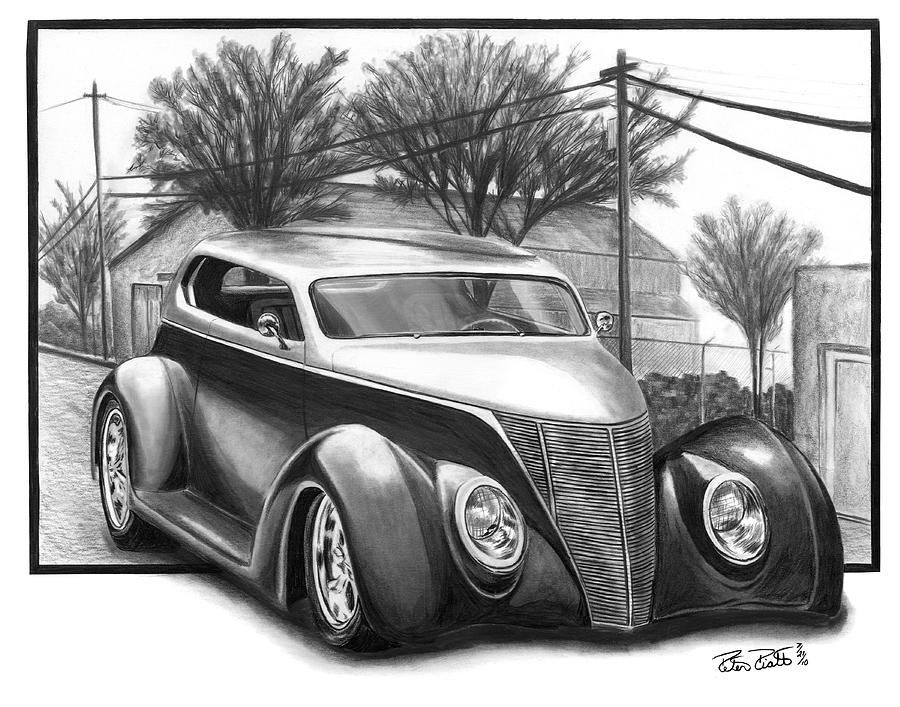 Tree Drawing - 1937 Ford Sedan by Peter Piatt