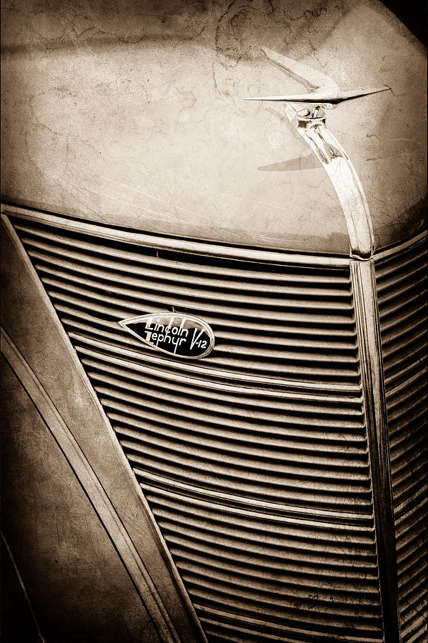 1937 Lincoln-Zephyr Coupe Sedan Grille Emblem - Hood Ornament -0100s Photograph by Jill Reger
