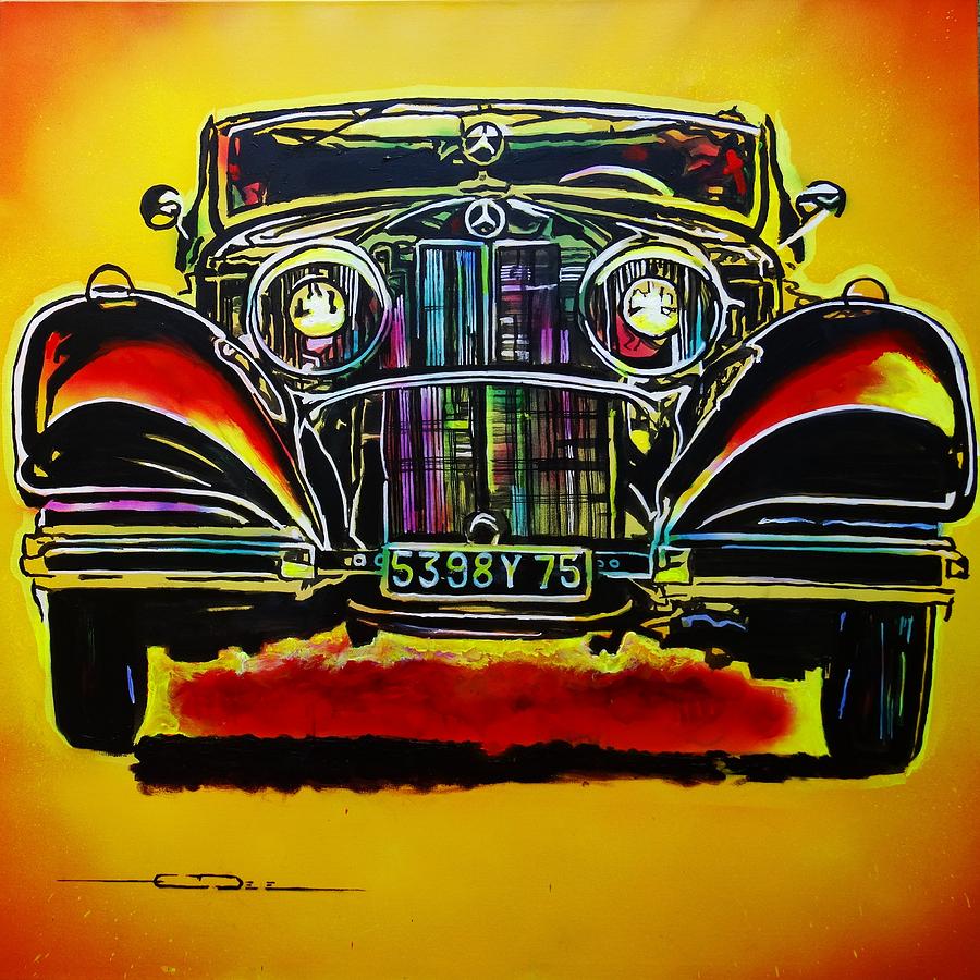 1937 Mercedes Benz First Wheel Down Painting by Eric Dee