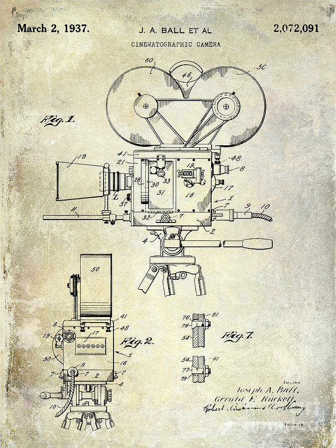 1937 Movie Camera Patent Photograph by Jon Neidert