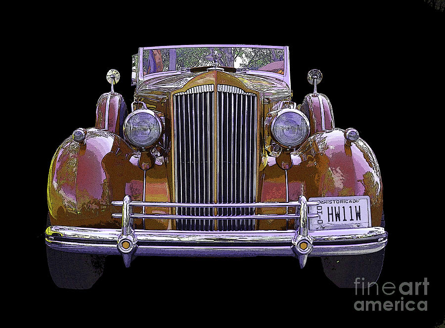1937 Packard Convertible Coupe Roaster with Rumble Seat Brown front view poster edges Photograph by Christine Dekkers
