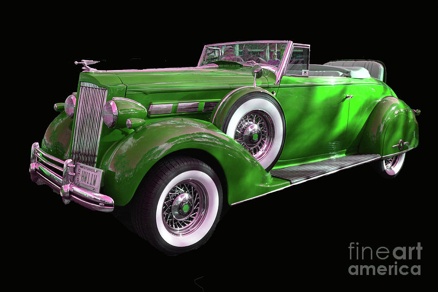 1937 Packard Convertible Coupe Roaster with Rumble Seat Green Photograph by Christine Dekkers