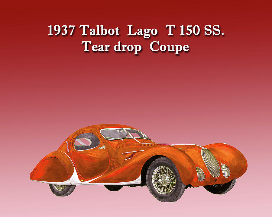 1937 Talbot Lago Teardrop Coupe Painting by Jack Pumphrey