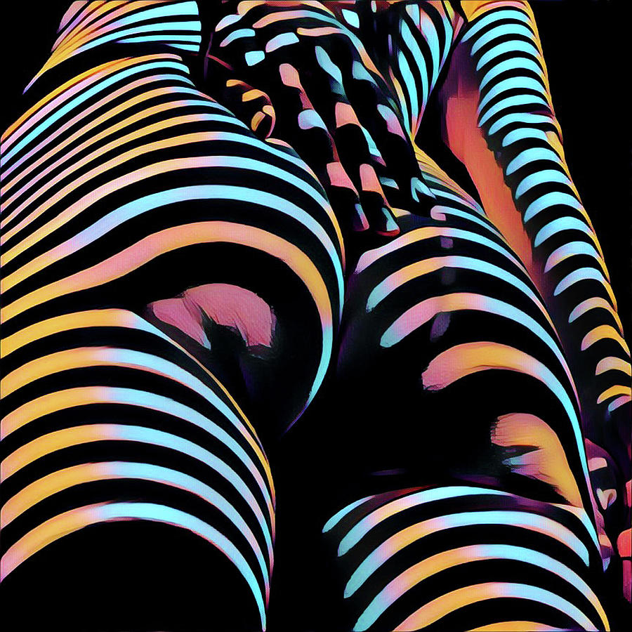 1937s-AK Sliding Her Hand Down Her Naked Back rendered in Composition style Digital Art by Chris Maher