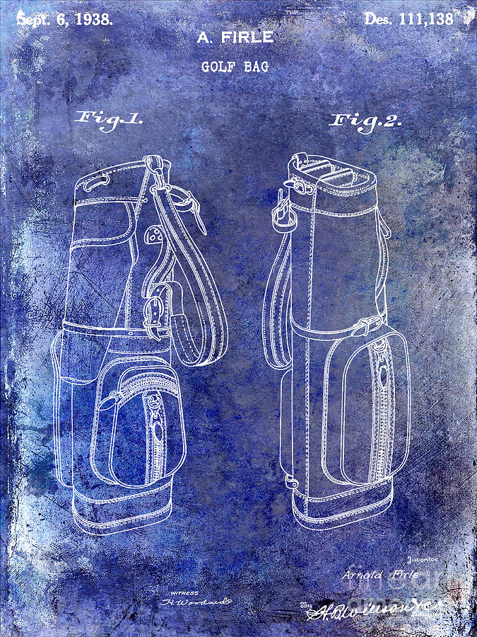 1938 Golf Bag Patent Blue Photograph by Jon Neidert