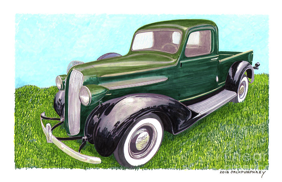 Bumper Guards Painting - 1938 Plymouth Pick Up Truck by Jack Pumphrey