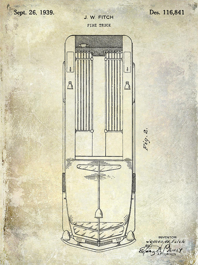 1939 Fire Truck Patent Photograph by Jon Neidert