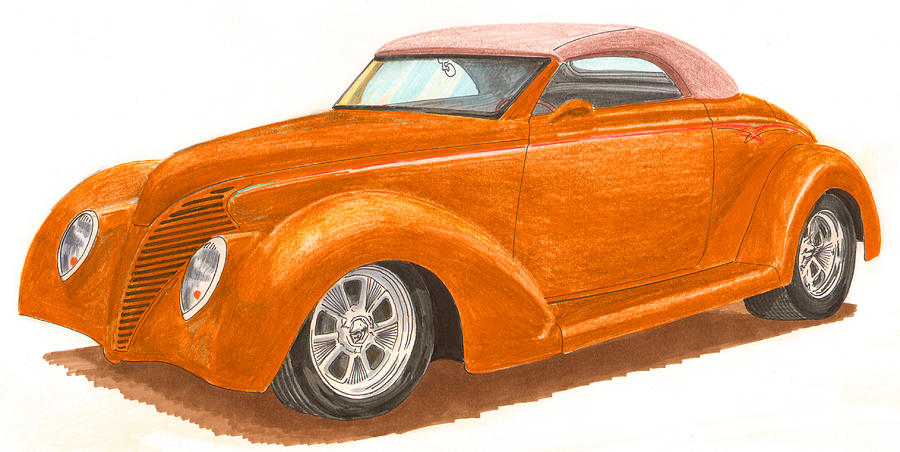 1939 Ford Custom Convertible Painting by Jack Pumphrey