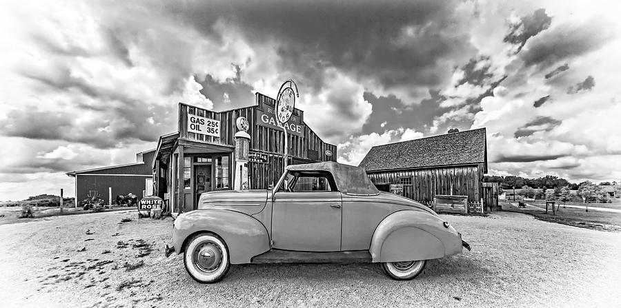 1939 Ford Deluxe Convertible 3 bw Photograph by Steve Harrington
