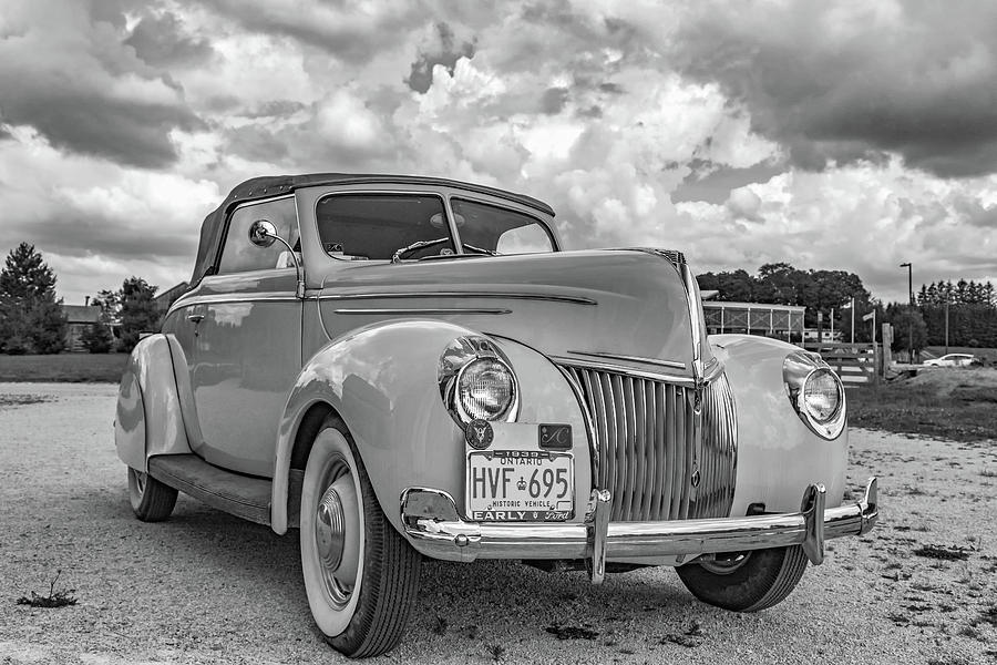 1939 Ford Deluxe Convertible bw Photograph by Steve Harrington