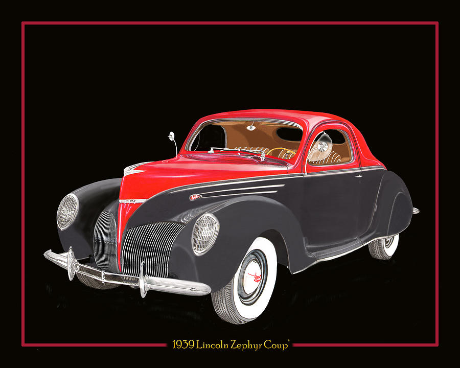 1939 Lincoln Zephyr Coupe Painting by Jack Pumphrey