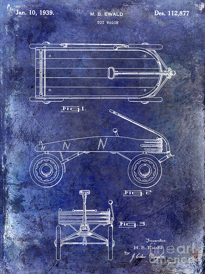 1939 Toy Wagon Patent Blue Photograph by Jon Neidert