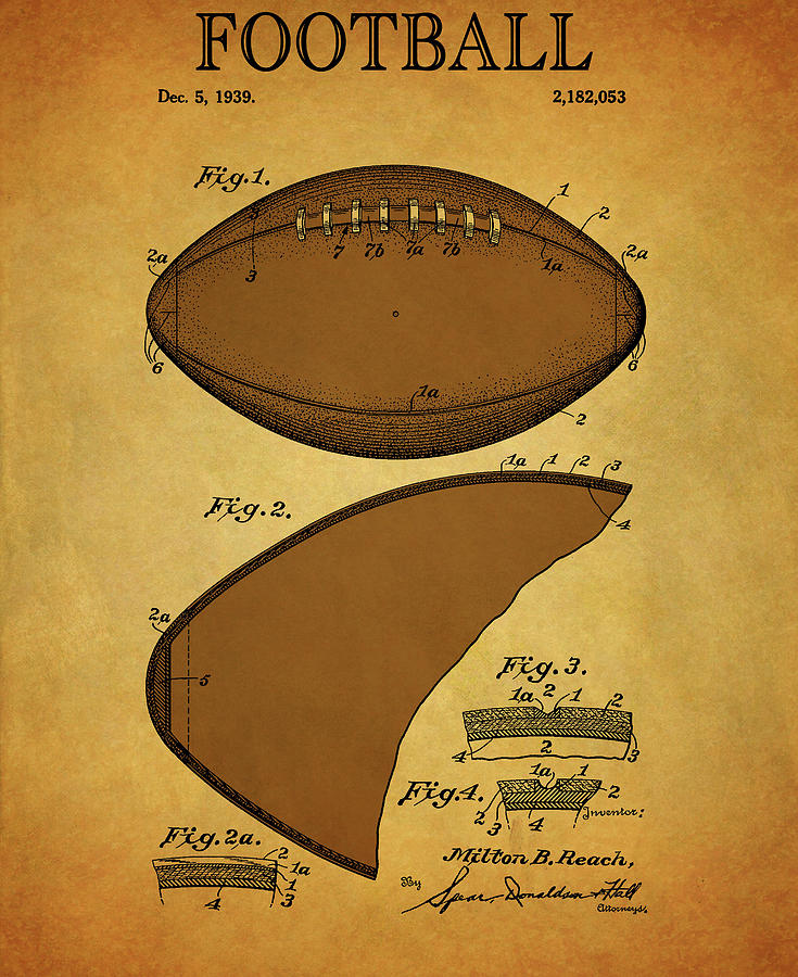 1939 Vintage Football Patent by Dan Sproul 1939 Vintage Football Patent by Dan Sproul