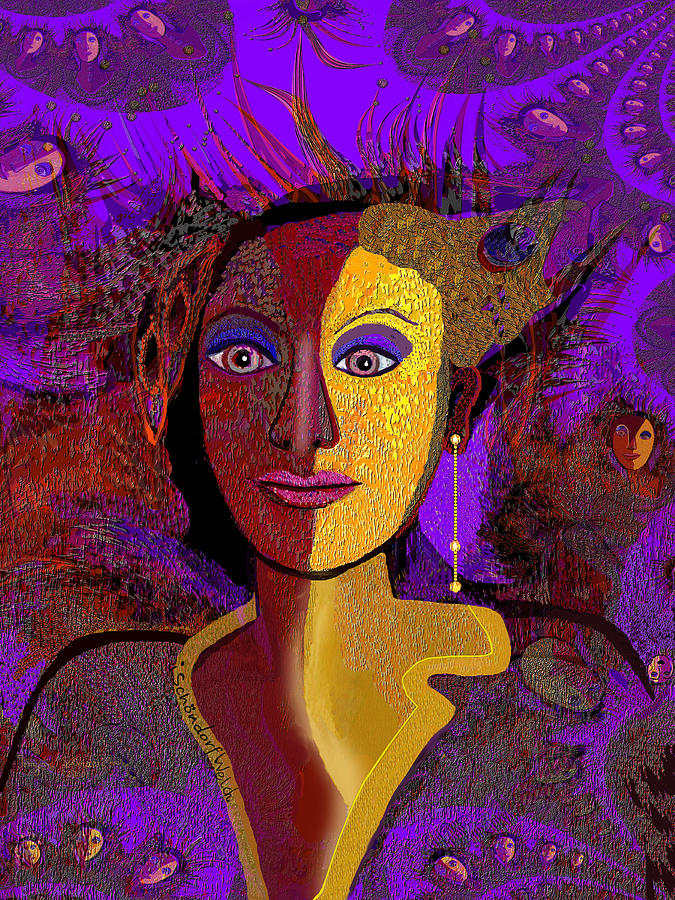 194  Sarah with a golden earring A Digital Art by Irmgard Schoendorf Welch