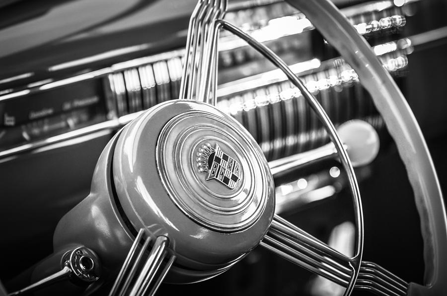 1940 Cadillac 60 Special Sedan Steering Wheel -197bw Photograph by Jill Reger