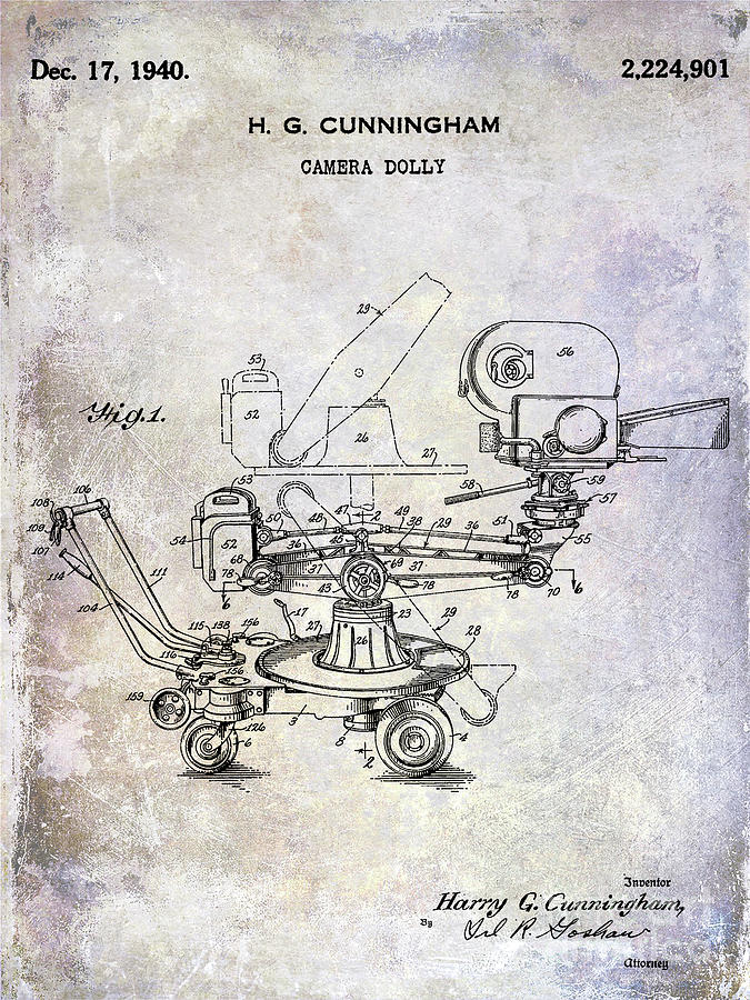 1940 Camera Dolly Patent Photograph by Jon Neidert