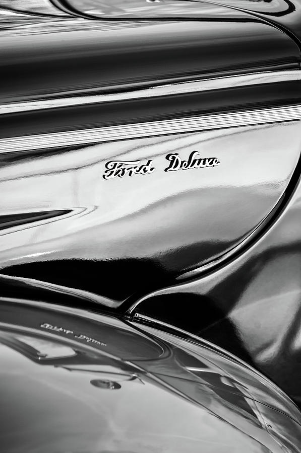 1940 Ford Deluxe Emblem -0280bw Photograph by Jill Reger