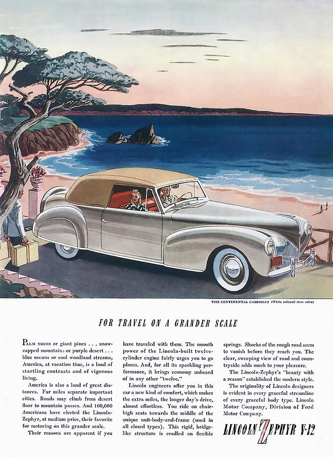 1940 Lincoln Zephyr Vintage Ad Digital Art by Walter Colvin