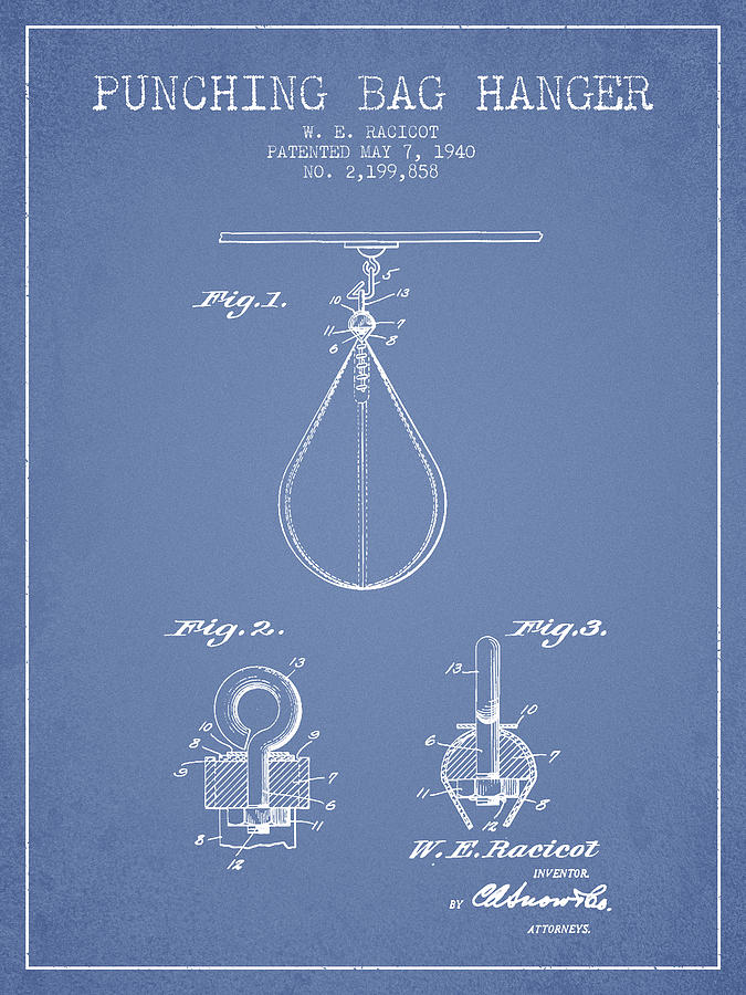 Vintage Digital Art - 1940 Punching Bag Hanger Patent SPBX13_LB by Aged Pixel