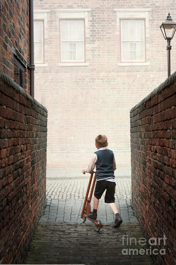 1940s Boy With A Wooden Scooter Photograph by Lee Avison