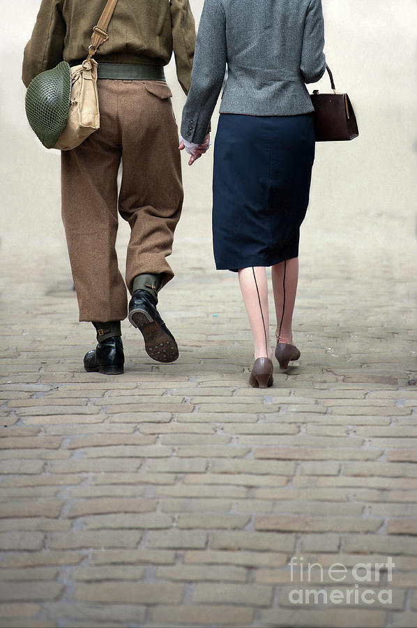 1940s Couple Soldier And Civilian Holding Hands Photograph by Lee Avison