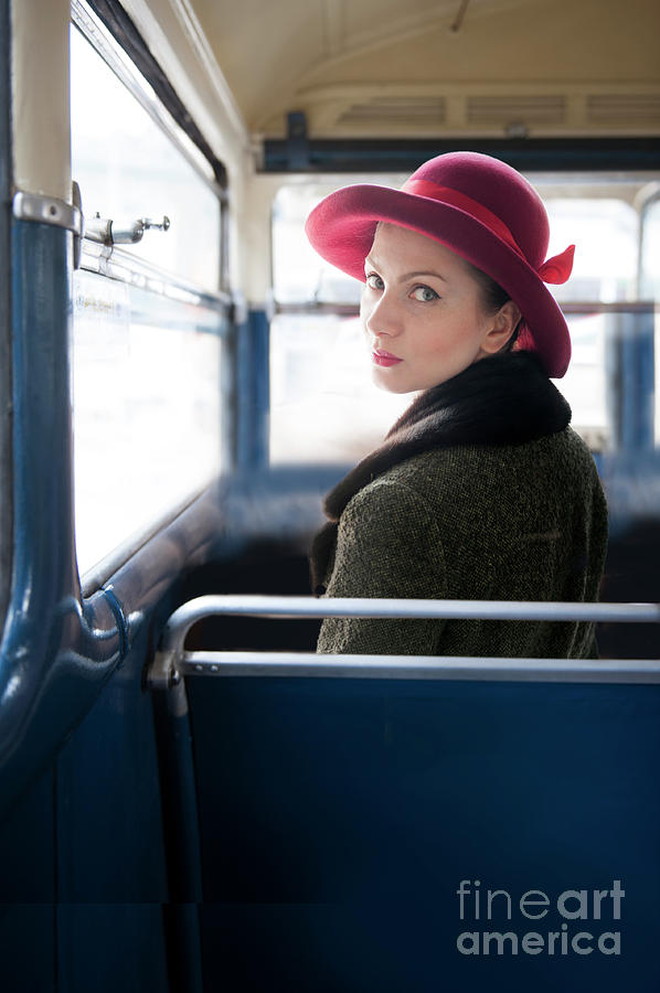 1940s Woman On A Vintage Bus Photograph by Lee Avison
