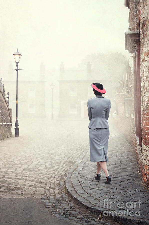 1940s Woman Walking On A Cobbled Street Photograph by Lee Avison