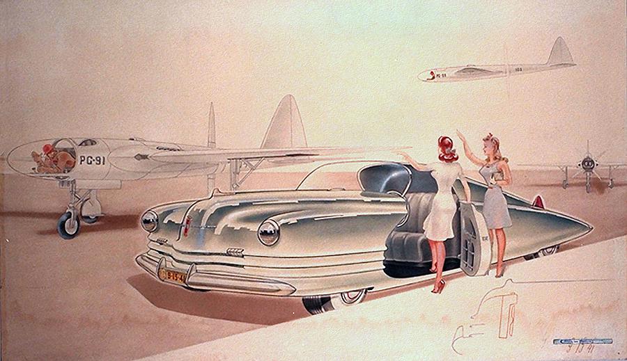 Vintage Painting - 1941 Chrysler concept styling rendering Gil Spear by ArtFindsUSA