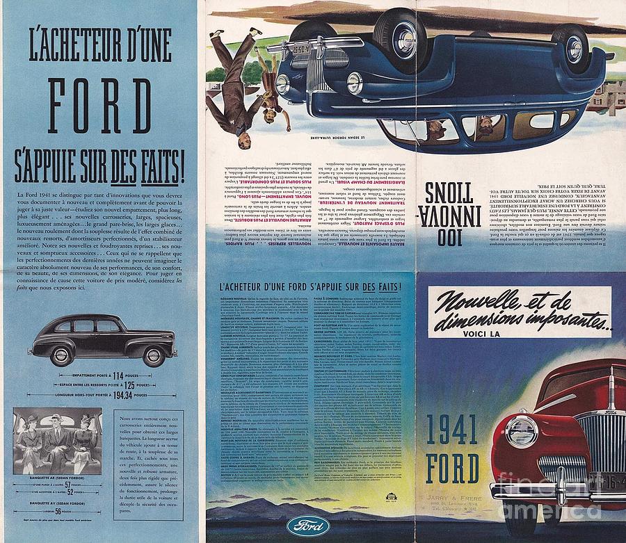 1941 Ford Foldout page 1 to 4 Painting by Vintage Collectables