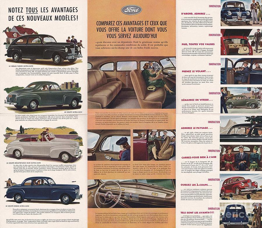 1941 Ford Foldout page 5 to 8 Painting by Vintage Collectables