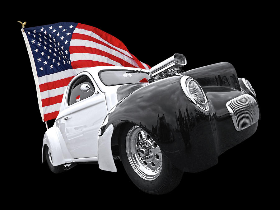 1941 Willys Coupe With US Flag Photograph by Gill Billington