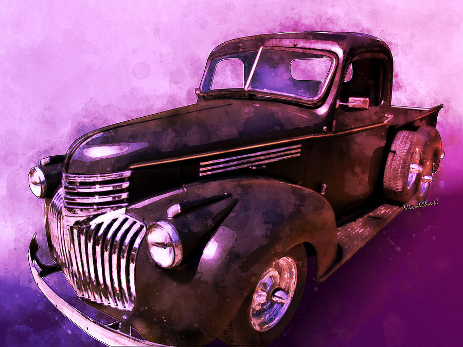 1942 Chevy Vent Window Pickup Watercolour Illustration Digital Art by Chas Sinklier