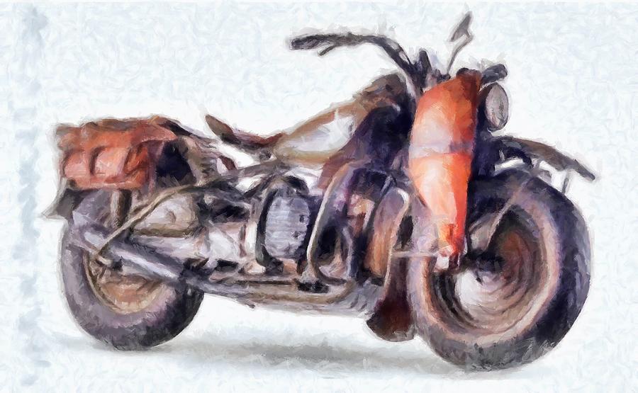 1942 Harley Davidson, Military, 750cc Digital Art by Caito Junqueira