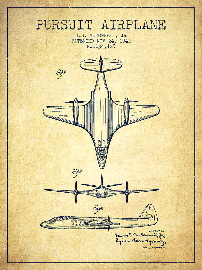 1942 Pursuit Airplane Patent - Vintage 02 Digital Art