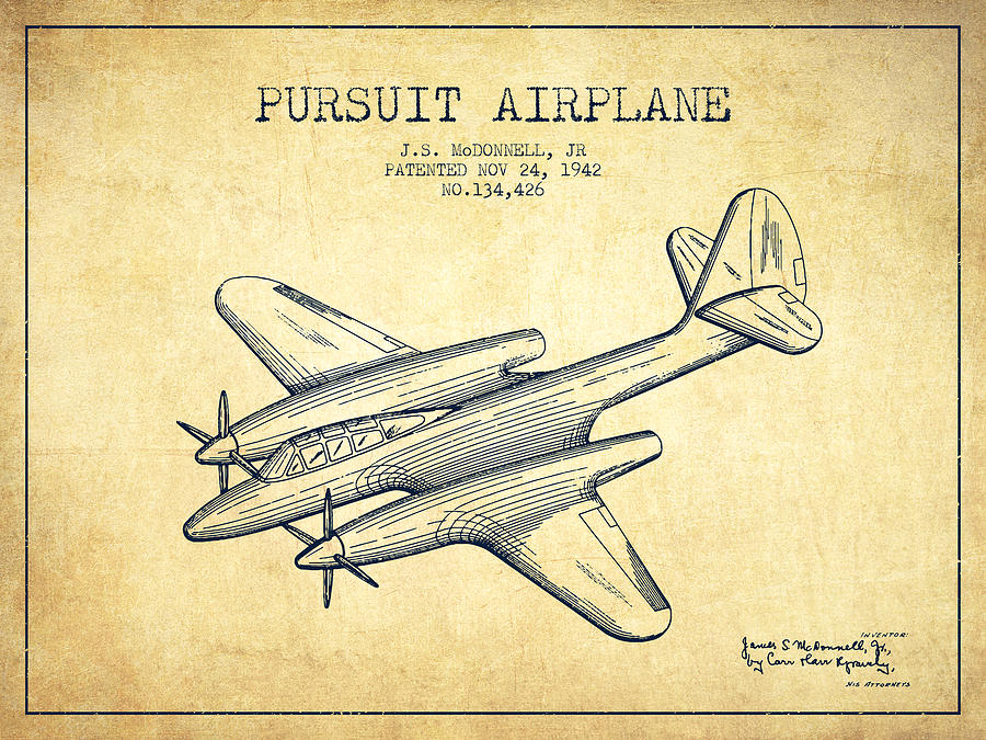 1942 Pursuit Airplane Patent - Vintage 03 Digital Art