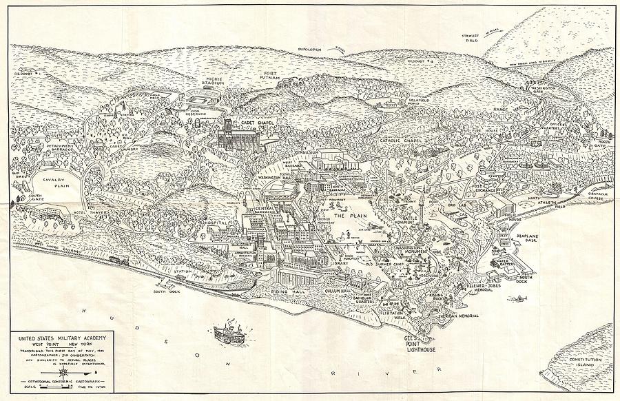 1944 Cumberpatch View or Map of West Point Military Academy New York  Photograph by Paul Fearn