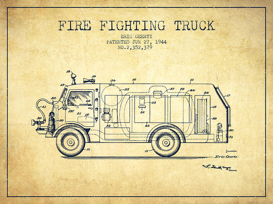 vintage fire truck illustration